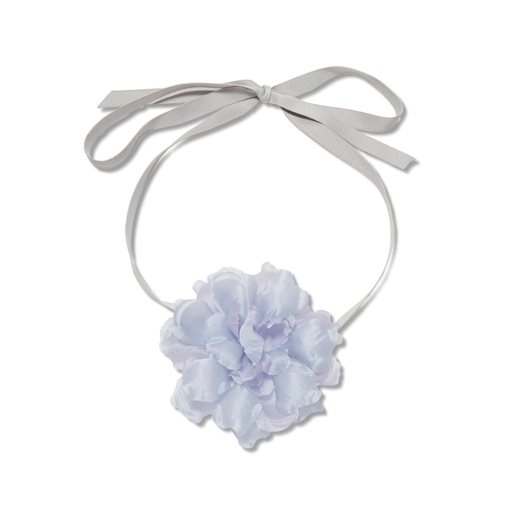 LELE SADOUGHI POWDER BLUE SILK MAGNOLIA FLOWER CHOKER/BROOCH